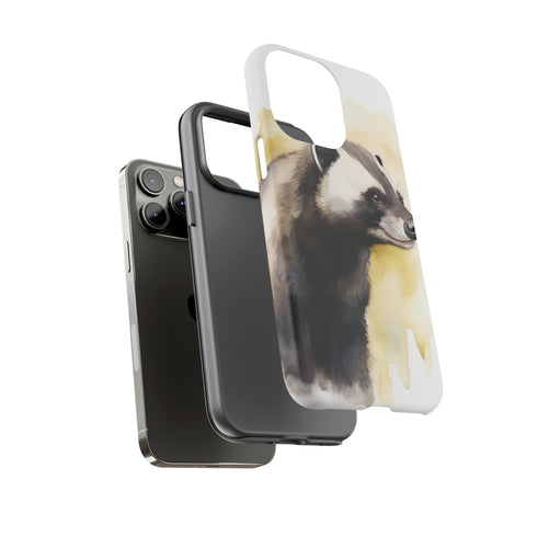 Badger on a Yellow Background - Impact Resistant Phone Case